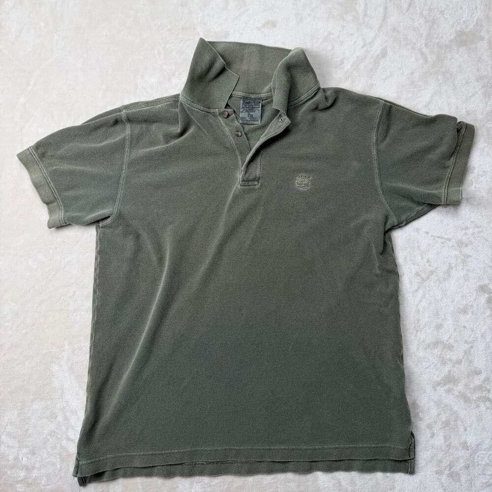 Timberland 2000’s Stratham Issue Polo Shirt Size L faded Olive Green